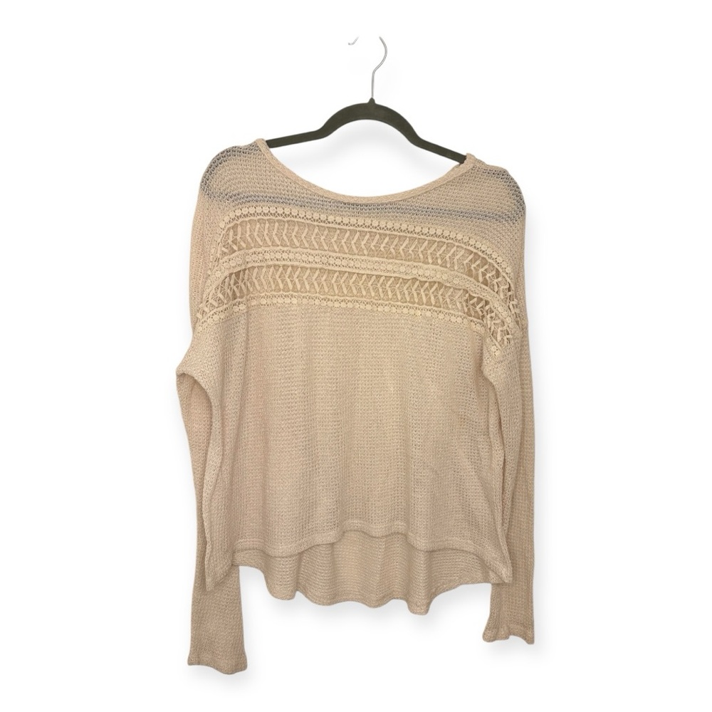 Altar’d State Cream Crochet Open Knit Sweater Boho Coastal Festival Medium